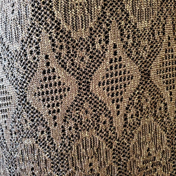 80's Vintage SHAIR AIDE Cocktail Dress CROCHET GOLD LACE Flapper Fringe SIZE 10 - Picture 3 of 10